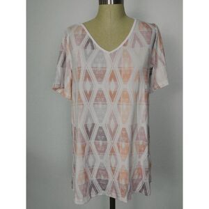 Women's Graphic Print V-neck short Sleeve Top L